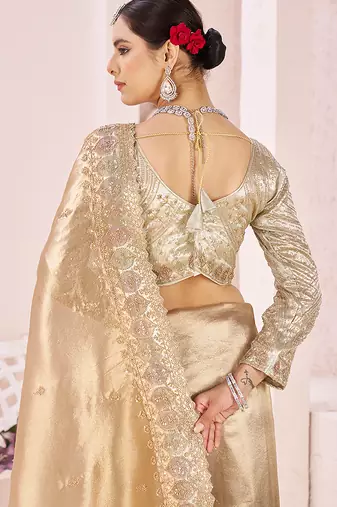 Gold embroidered banarasi saree