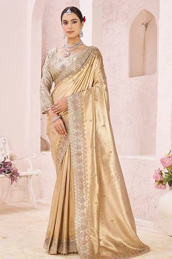 Gold embroidered banarasi saree