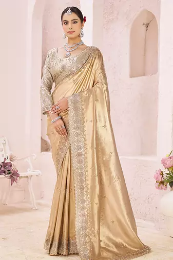 Gold embroidered banarasi saree