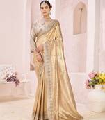 Gold embroidered banarasi saree