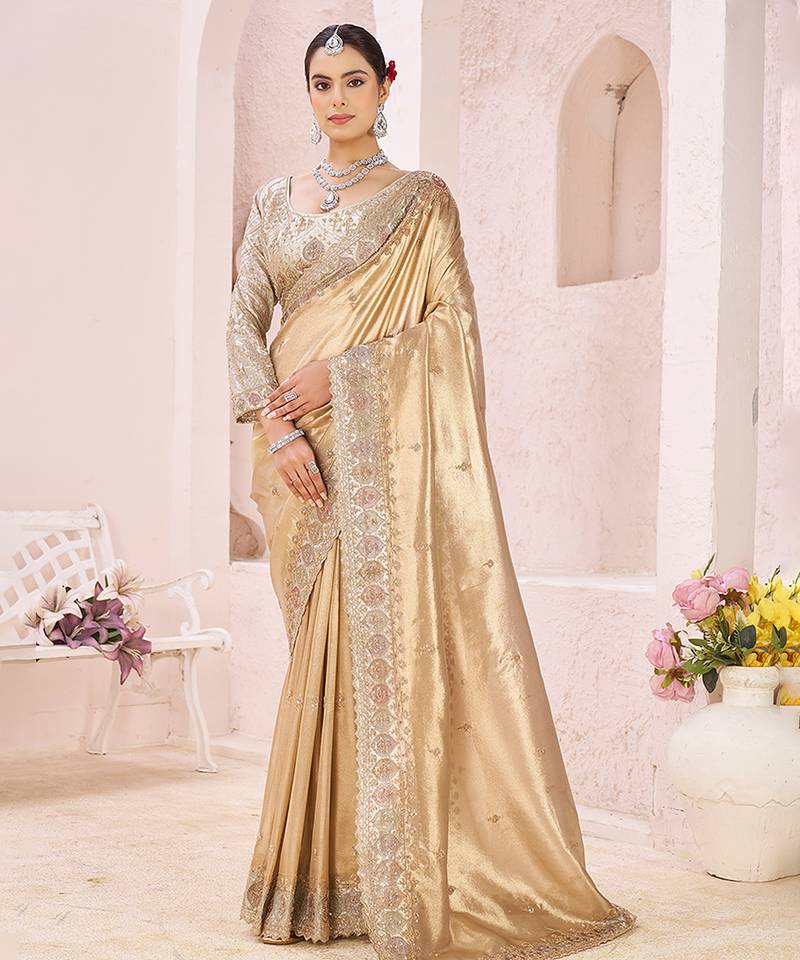 Gold embroidered banarasi saree
