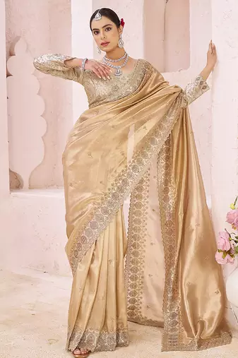 Gold embroidered banarasi saree