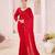 Red embroidered crepe saree