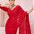 Red embroidered crepe saree