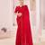 Red embroidered crepe saree