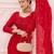 Red embroidered crepe saree