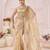 Beige embroidered tissue organza saree