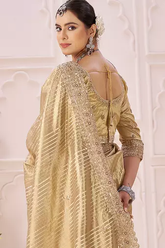 Gold embroidered banarasi jacquard saree