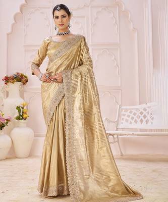 Gold embroidered banarasi jacquard saree 1
