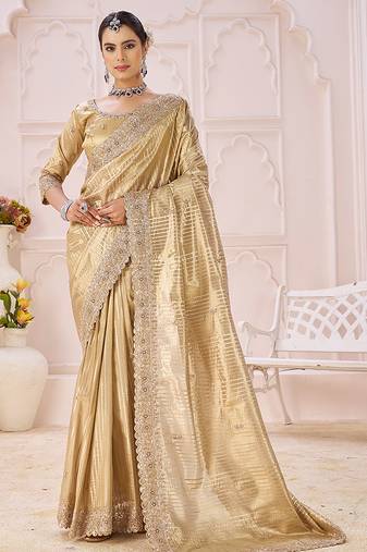 Gold embroidered banarasi jacquard saree