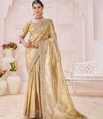 Gold embroidered banarasi jacquard saree