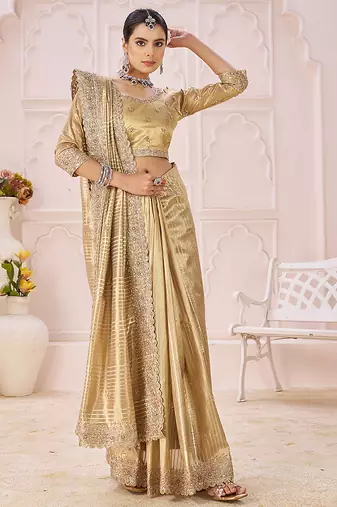 Gold embroidered banarasi jacquard saree