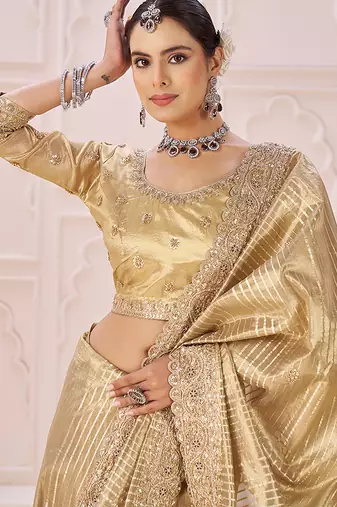 Gold embroidered banarasi jacquard saree