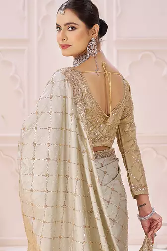 Gold embroidered banarasi saree