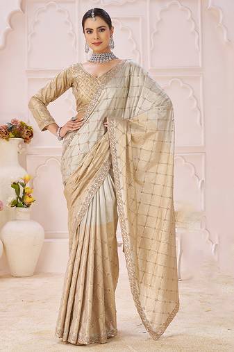Gold embroidered banarasi saree