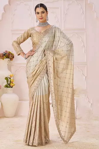 Gold embroidered banarasi saree