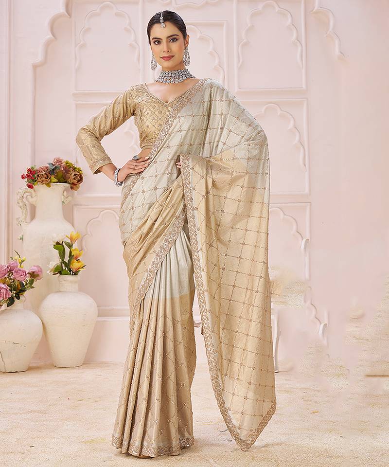 Gold embroidered banarasi saree