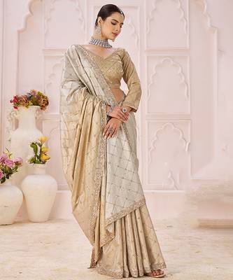 Gold embroidered banarasi saree 3