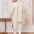 off white chikankari embroidered kurta set with cream satin pyjama & embroidered dupatta | eid wedding wear
