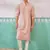 peach chikankari rayon kurta with cream fine satin pyjama | distinctive festive ethnic wear