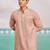 peach chikankari rayon kurta with cream fine satin pyjama | distinctive festive ethnic wear