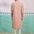 peach chikankari rayon kurta with cream fine satin pyjama | distinctive festive ethnic wear
