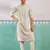 off white chikankari rayon kurta with cream fine satin pyjama | elegant festive set