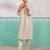 off white chikankari rayon kurta with cream fine satin pyjama | elegant festive set