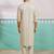 off white chikankari rayon kurta with cream fine satin pyjama | elegant festive set