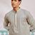 grey chikankari rayon kurta with cream fine satin pyjama | modern festive ethnic set