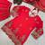 Elegant red embroidered saharara set with net dupatt