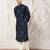 navy blue sequin floral embroidered silk kurta with satin pyjama set | 2-piece luxury festive ethnic wear