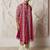 maroon floral embroidered georgette kurta with satin pyjama and dupatta set | 3-piece regal festive ethnic wear