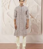 lavender embroidered fox georgette kurta pyjama set | festive party wear