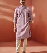 onion fendi silk mirror work embroidered kurta with cream satin pyjama | wedding