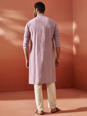 onion fendi silk mirror work embroidered kurta with cream satin pyjama | wedding 4