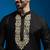 black viscose hand embroidered floral kurta with satin pyjama | festive wedding