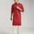 red pure chinon bandhani kurta with cream satin pyjama | wedding festive set