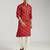 red pure chinon bandhani kurta with cream satin pyjama | wedding festive set