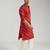 red pure chinon bandhani kurta with cream satin pyjama | wedding festive set