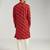 red pure chinon bandhani kurta with cream satin pyjama | wedding festive set