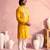 yellow thread embroidered cotton kurta with cream fine satin pyjama | festive ethnic set