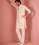 white sequin embroidered georgette kurta pyjama set | floral thread work with cream bottom