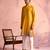 yellow ombre sequin georgette kurta with cream satin pyjama | festive ethnic set