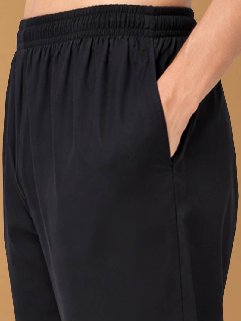 black jacquard silk blend kurta with black viscose pyjama | festive ethnic set