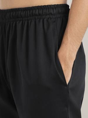 black sequin georgette kurta with black satin pyjama | festive velvet detail set 5