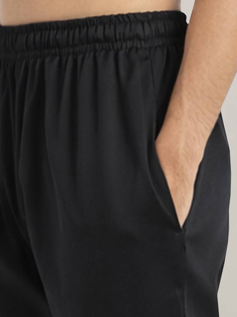 black sequin georgette kurta with black satin pyjama | festive velvet detail set