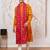 yellow patola print silk blend kurta pyjama set with red printed dupatta | festive & wedding wear