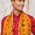 red patola print silk blend kurta pyjama set with yellow printed dupatta | festive & wedding wear