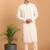 Cream mirror work georgette kurta pyjama set with cream fine satin bottom | festive & wedding wear